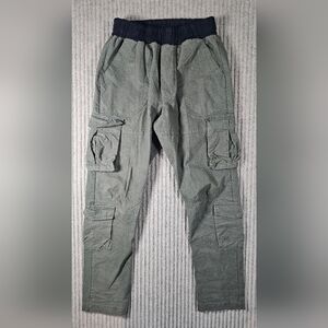 Richie le Collection Green Men's Cargo Pants Elastic Waist Drawstring Size S